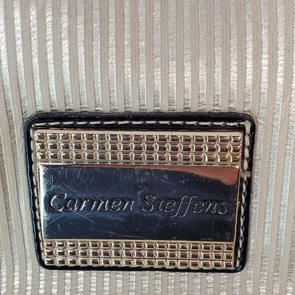 Carmen Steffens Leather Gold Striped Purse Black Leather‎ Accents